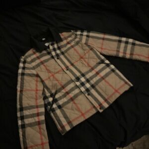 Burberry Kids Quilted Plaid Jacket - Beige and Black